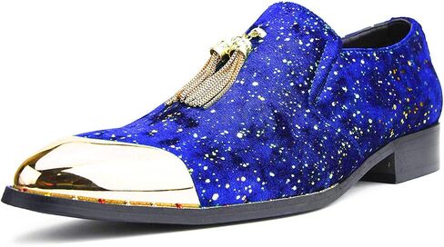 Amali Chaz, Men's Slippers - Loafers Men Slip on Shoes - Mens Casual Shoes - Man Made Velvet, Tuxedo Shoes - Metal Gold Chain Tassel & Gold Metal Tip, Dress Shoes - Gift in Saudi Arabia