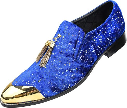 Amali Chaz, Men's Slippers - Loafers Men Slip on Shoes - Mens Casual Shoes - Man Made Velvet, Tuxedo Shoes - Metal Gold Chain Tassel & Gold Metal Tip, Dress Shoes - Gift in Saudi Arabia