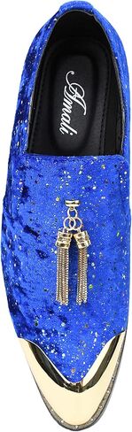 Amali Chaz, Men's Slippers - Loafers Men Slip on Shoes - Mens Casual Shoes - Man Made Velvet, Tuxedo Shoes - Metal Gold Chain Tassel & Gold Metal Tip, Dress Shoes - Gift in Saudi Arabia