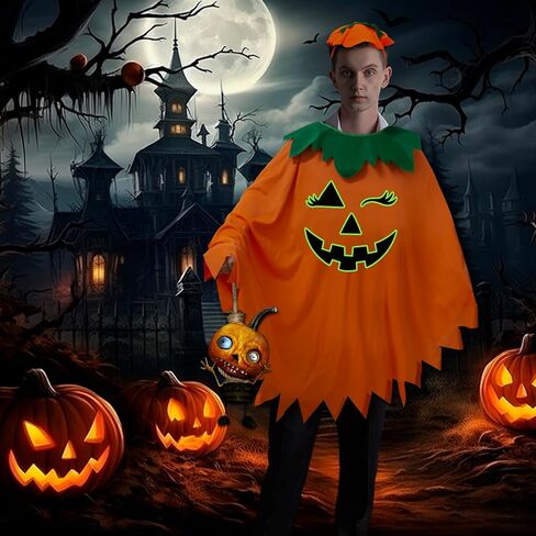 yameize Halloween Pumpkin Cloak for Women - Men Kids Funny Decorative Compint Comple Party Festival Outsival Outsival Outsival in Kuwait