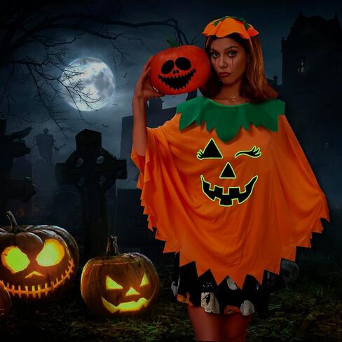 yameize Halloween Pumpkin Cloak for Women - Men Kids Funny Decorative Compint Comple Party Festival Outsival Outsival Outsival in Kuwait