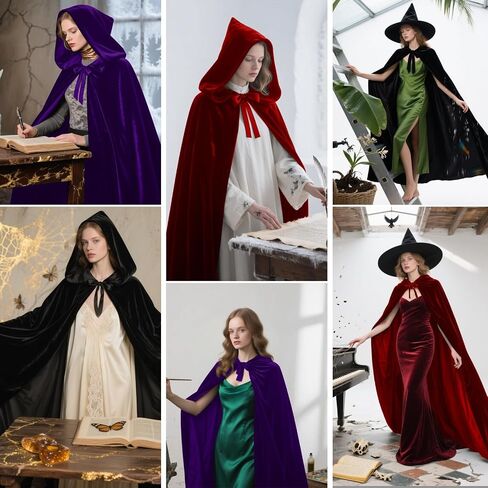 Hooded Cloak Cape for Unisex Adults - Velvet Halloween Cosplay Costume in Saudi Arabia