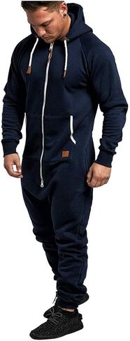 Wuai Onesie Men's Hooded Bemsuit zip up قطعة واحدة من Pajamas playsuit عرقات التعرق بشكل عام رومبير in Saudi Arabia
