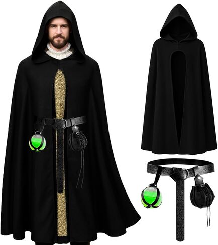 Geyoga 5 PCS Cape Cape Cape Vintage مع زجاجة زجاجة جرعة في حقيبة الحزام الجلدي ، مجموعة أزياء عيد الهالوين عصر النهضة in Saudi Arabia