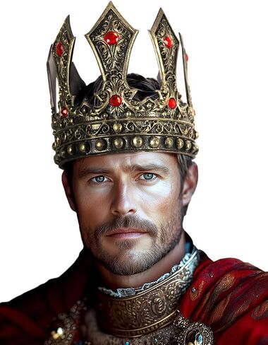 UQJE King Crown for Men القابلة للتعديل في العصور الوسطى التاج التاج الهالوين عصر النهضة الإكسسوارات in Kuwait