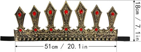 UQJE King Crown for Men القابلة للتعديل في العصور الوسطى التاج التاج الهالوين عصر النهضة الإكسسوارات in Kuwait