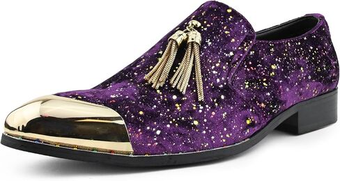 Amali Chaz, Men's Slippers - Loafers Men Slip on Shoes - Mens Casual Shoes - Man Made Velvet, Tuxedo Shoes - Metal Gold Chain Tassel & Gold Metal Tip, Dress Shoes - Gift in Saudi Arabia