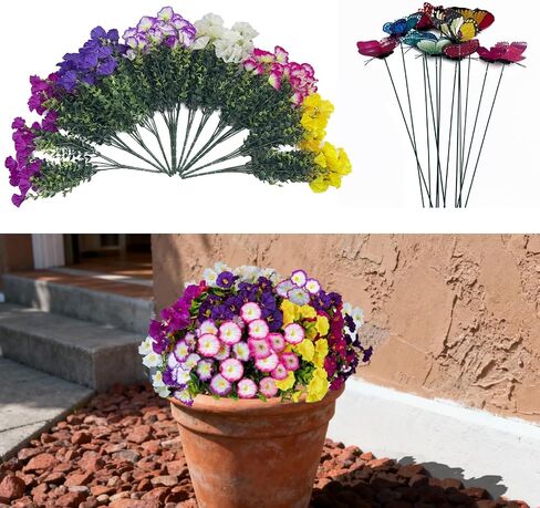 12 PCS الزهور الاصطناعية للهواء الطلق مع ديكور الفراشة 12 جهازًا ، زهورًا مزيفة ، ديكور حديقة ، نباتات فو في الهواء الطلق ، زهور فو للمزارعين في الهواء الطلق (باقة متعددة الألوان) in Saudi Arabia