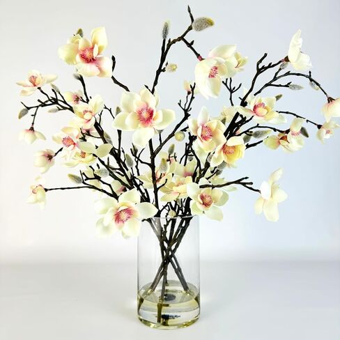 Faux Floral Arrangement, Large-Size Premium Artificial Indoor Flower Display with Beautiful Blooms and Foliage - High Energy Natural Looking Floral (Calm Elegance - Real Touch) in Saudi Arabia