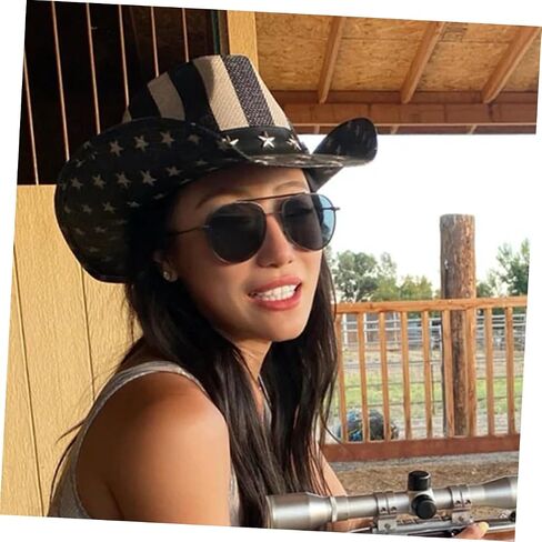 Vintage Unisex Straw Cowboy Hat Western Style Decorative Cowgirl Headwear for USA Party Festival Cosplay and Photo Accessories Black in Saudi Arabia