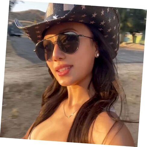 Vintage Unisex Straw Cowboy Hat Western Style Decorative Cowgirl Headwear for USA Party Festival Cosplay and Photo Accessories Black in Saudi Arabia