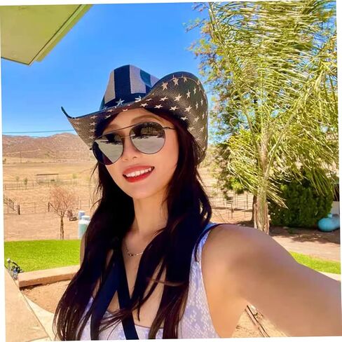 Vintage Unisex Straw Cowboy Hat Western Style Decorative Cowgirl Headwear for USA Party Festival Cosplay and Photo Accessories Black in Saudi Arabia