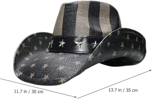 Safigle Vintage American Flag Western Western Cowboy Hat Hat Disporative Straw Party Hat للرجال والنساء خفيفة الوزن في الهواء الطلق في الهواء in Saudi Arabia