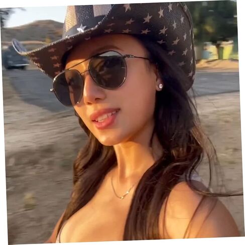 Safigle Vintage American Flag Western Western Cowboy Hat Hat Disporative Straw Party Hat للرجال والنساء خفيفة الوزن في الهواء الطلق في الهواء in Saudi Arabia