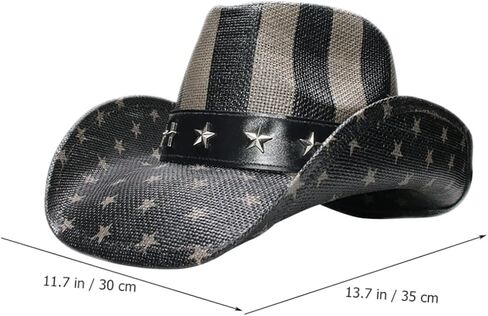 Partykindom USA American Flag Flag American Cowgirl Straw Hat Usisex Western Holiday Party Accessory للاحتفال بيوم الاستقلال الأسود in Saudi Arabia