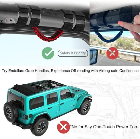 الاستيلاء على مقابض 2018-2025 Jeep Wrangler JL & Gladiator ، Airbag-Safe تناسب الصحراء/Rubicon/Willeys/4xe/Sport ، Hardtop & Soft Top (بدون سماء واحدة) ، Black 2 Packs in Kuwait