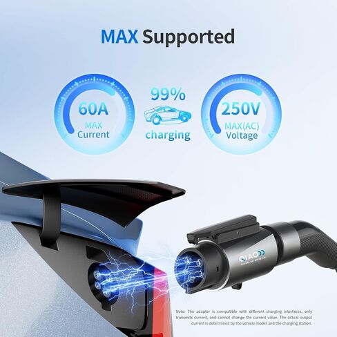 قامت Qiao بترقية Tesla إلى محول J1772 ، NACS إلى شاحن J1772 ، MAX 80A 250V - محول EV المحمول لـ J1772 EVs في محطات Tesla Home/Mobile AC ، مطلي بالفضة مع قفل السلامة (وليس من أجل Supercharging) in Kuwait