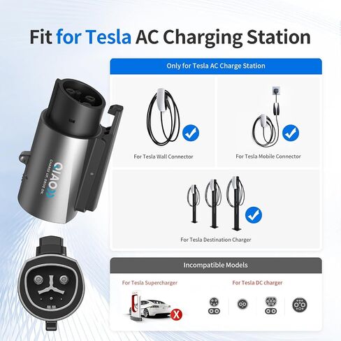 قامت Qiao بترقية Tesla إلى محول J1772 ، NACS إلى شاحن J1772 ، MAX 80A 250V - محول EV المحمول لـ J1772 EVs في محطات Tesla Home/Mobile AC ، مطلي بالفضة مع قفل السلامة (وليس من أجل Supercharging) in Kuwait