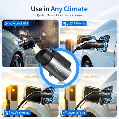 قامت Qiao بترقية Tesla إلى محول J1772 ، NACS إلى شاحن J1772 ، MAX 80A 250V - محول EV المحمول لـ J1772 EVs في محطات Tesla Home/Mobile AC ، مطلي بالفضة مع قفل السلامة (وليس من أجل Supercharging) in Kuwait