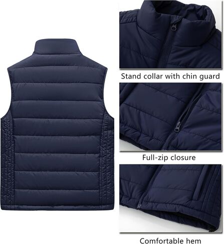 Vcansion Men's Outdoor Casual Stand Collar Padded Vest Coat in Kuwait