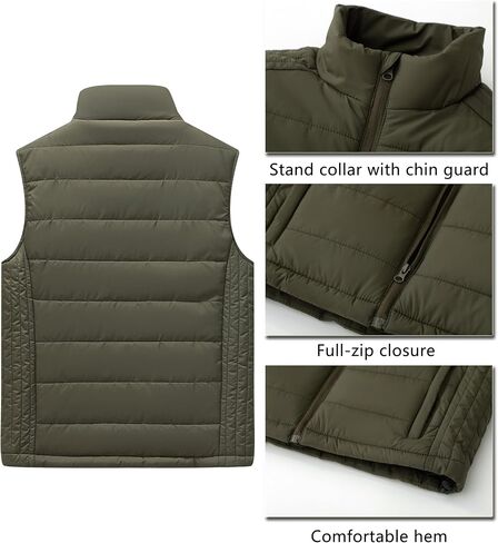Vcansion Men's Outdoor Casual Stand Collar Padded Vest Coat in Kuwait