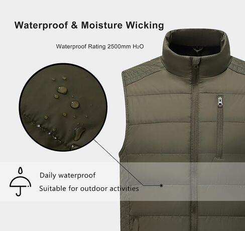 Vcansion Men's Outdoor Casual Stand Collar Padded Vest Coat in Kuwait
