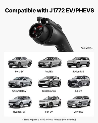 VEVOR Level 2 EV Charger, 32 Amp Adjustable Current, 240V Electric Vehicle Portable Charger with 25 ft Charging Cable, NEMA 14-50P Plug, LCD Display, Plug-in Home Car Charging Station for SAE J1772 EV in Saudi Arabia
