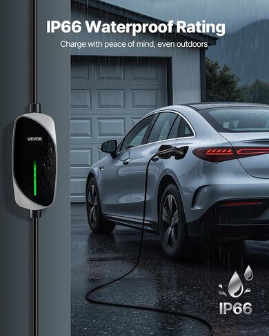 VEVOR Level 2 EV Charger, 32 Amp Adjustable Current, 240V Electric Vehicle Portable Charger with 25 ft Charging Cable, NEMA 14-50P Plug, LCD Display, Plug-in Home Car Charging Station for SAE J1772 EV in Saudi Arabia