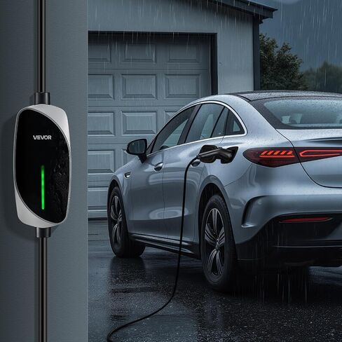 VEVOR Level 2 EV Charger, 32 Amp Adjustable Current, 240V Electric Vehicle Portable Charger with 25 ft Charging Cable, NEMA 14-50P Plug, LCD Display, Plug-in Home Car Charging Station for SAE J1772 EV in Saudi Arabia