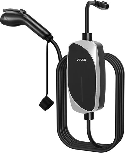 VEVOR Level 2 EV Charger, 32 Amp Adjustable Current, 240V Electric Vehicle Portable Charger with 25 ft Charging Cable, NEMA 14-50P Plug, LCD Display, Plug-in Home Car Charging Station for SAE J1772 EV in Saudi Arabia