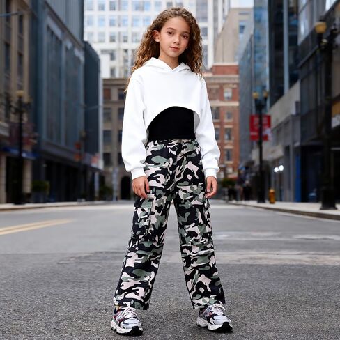 Voxikodex Girls Cute Clothes 3 Piece Cropped Hoodie + Cami Top + Cargo Pants Winter Spring Outfits for Teen Girls Size 7-14Y in Kuwait