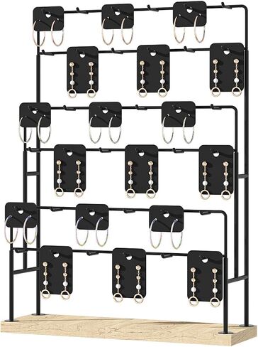 Earring Display Stand for Selling, Earring Cards Display for Shop Store, Jewelry Organizer Rack for Earrings, Keychain, Bracelets, Rings, Necklaces ((5 Layer 36 branch/Black) in Kuwait