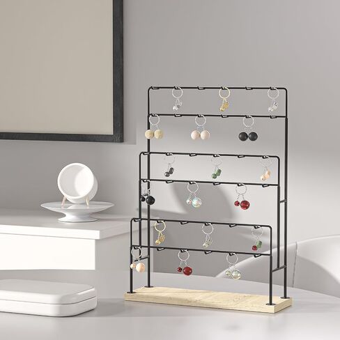 Earring Display Stand for Selling, Earring Cards Display for Shop Store, Jewelry Organizer Rack for Earrings, Keychain, Bracelets, Rings, Necklaces ((5 Layer 36 branch/Black) in Kuwait
