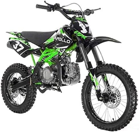 HHH 125CC Dirtbike Pitbike Youth Beans RFZ Manual 4 Speed ​​Dirtbike DB37 125 Dirtbike 17 "/14" Tires Apollo Agb37 (Green) in Kuwait