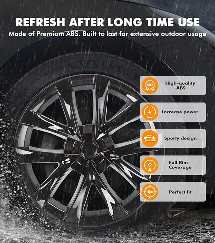 PM Auto Set of 4 Gloss Black Snap On Hubcap Wheel Rim Skin Covers for 2017-2023 Tesla 3 Except Highland in Saudi Arabia