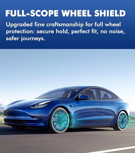 PM Auto Set of 4 Gloss Black Snap On Hubcap Wheel Rim Skin Covers for 2017-2023 Tesla 3 Except Highland in Saudi Arabia