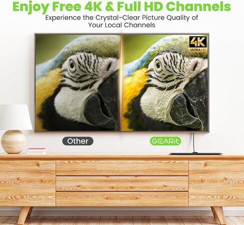 GEARit High-Gain TV Antenna - Indoor & Outdoor Long Range HD TV Antenna for Local Channels - Supports 4K 1080P - Weather-Resistant OTA Digital TV Antenna for Smart TV - 32ft Coax HDTV Cable - Black in Saudi Arabia
