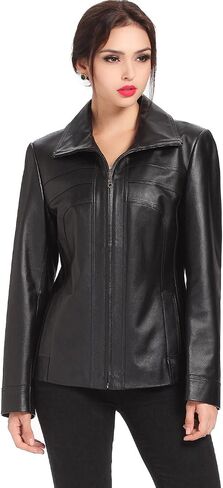 BGSD Women Kim Lambskin Leather Scuba Jacket (Also available in Plus Size & Petite) in Saudi Arabia