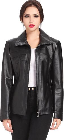 BGSD Women Kim Lambskin Leather Scuba Jacket (Also available in Plus Size & Petite) in Saudi Arabia