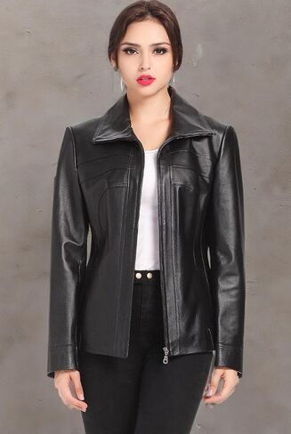 BGSD Women Kim Lambskin Leather Scuba Jacket (Also available in Plus Size & Petite) in Saudi Arabia