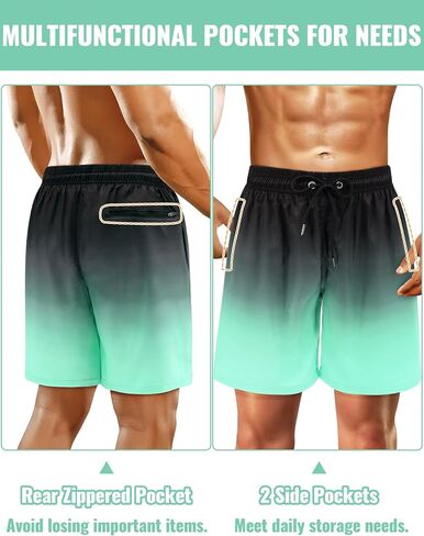 Mens Swim Trunks with Compression Liner Mens Bathing Suit 7 Inch Inseam Quick Dry Mens Board Shorts Men's Swimwear Men in Saudi Arabia