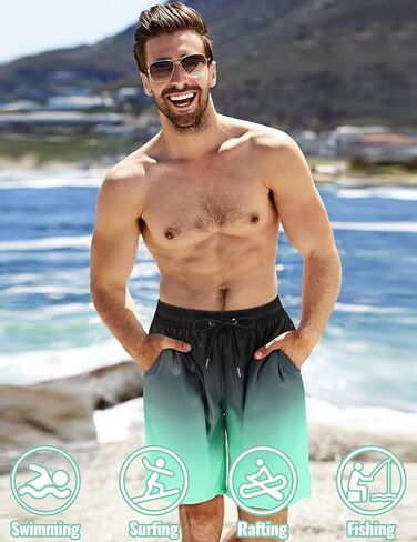 Mens Swim Trunks with Compression Liner Mens Bathing Suit 7 Inch Inseam Quick Dry Mens Board Shorts Men's Swimwear Men in Saudi Arabia