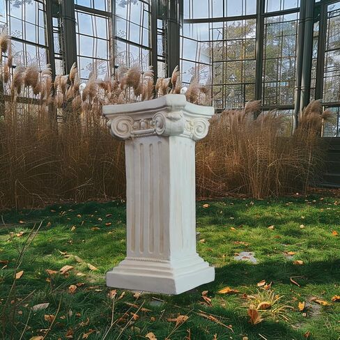 Elegant Classical Greek Roman Ionic Order Vintage Weathered Column Pedestal Decorative Display Stand for Statues Plants, or Vases Perfect for Home Decor and Event Settings, White in Saudi Arabia