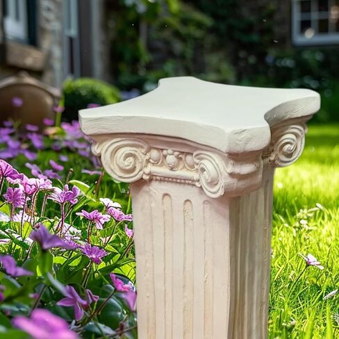 Elegant Classical Greek Roman Ionic Order Vintage Weathered Column Pedestal Decorative Display Stand for Statues Plants, or Vases Perfect for Home Decor and Event Settings, White in Saudi Arabia