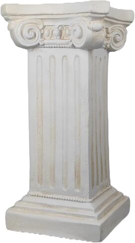 Elegant Classical Greek Roman Ionic Order Vintage Weathered Column Pedestal Decorative Display Stand for Statues Plants, or Vases Perfect for Home Decor and Event Settings, White in Saudi Arabia