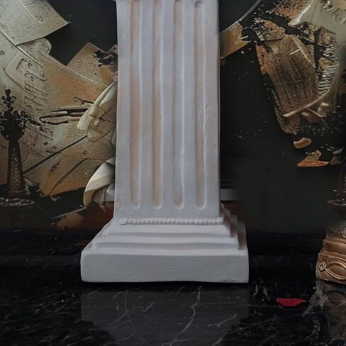 Elegant Classical Greek Roman Ionic Order Vintage Weathered Column Pedestal Decorative Display Stand for Statues Plants, or Vases Perfect for Home Decor and Event Settings, White in Saudi Arabia