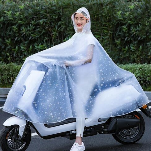 Rain CapesBike Ponch Motorcycle Raincoat Cycling Rain Poncho Scooter Rain Capes for Men WomenOx with Retroreflector Dark Blue 4XL Thicken Accessories Application: permeating. (4XL【Thickened】) in Saudi Arabia