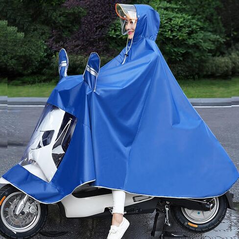 Rain CapesBike Ponch Motorcycle Raincoat Cycling Rain Poncho Scooter Rain Capes for Men WomenOx with Retroreflector Dark Blue 4XL Thicken Accessories Application: permeating. (4XL【Thickened】) in Saudi Arabia