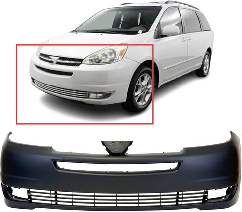 FITPARTS متوافقة مع غطاء المصد الأمامي 2004-2005 TOYOTA SIENNA CE LE XLE MINI VAN 04 05. جديد ، مستعد وجاهز للطلاء. مع ثقوب الضوء الضباب. ث/س/ساحة وقوف السيارات الثقوب مستشعر. in Saudi Arabia