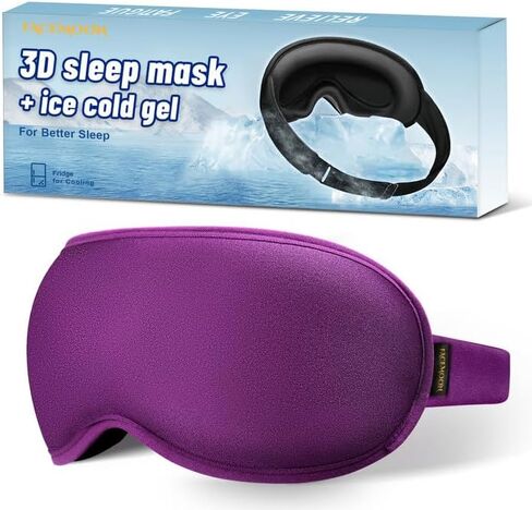 قناع نوم ثلاثي الأبعاد للنساء والرجال - أفضل إسفنج ميموري قطني، قابل للتعديل، معتم معتم من FACEMOON، مناسب للسفر والطائرة، مريح ليلاً، حجب الضوء (أسود) in Kuwait